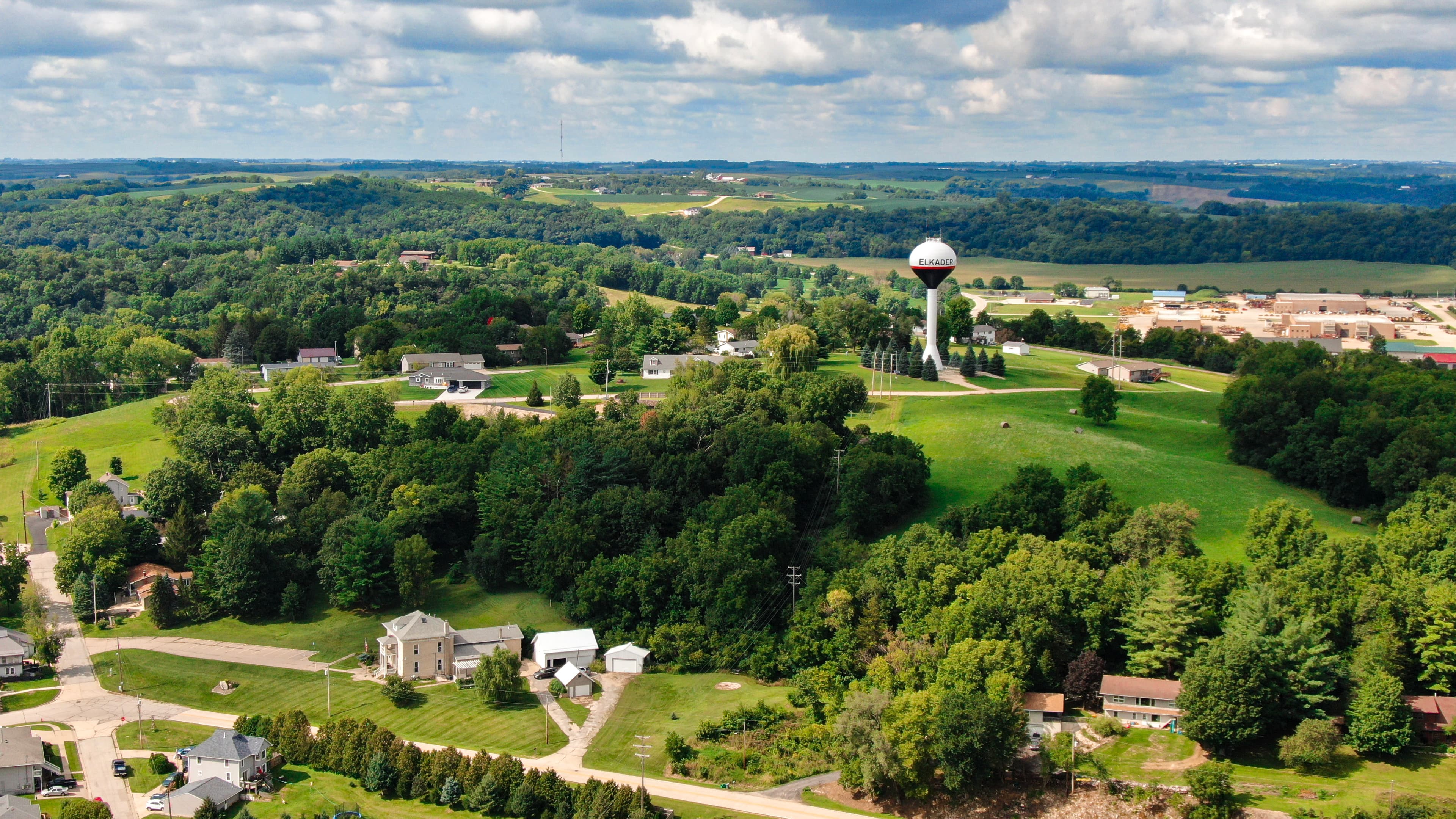 The Breezy Summit hillside and the Elkader water tower